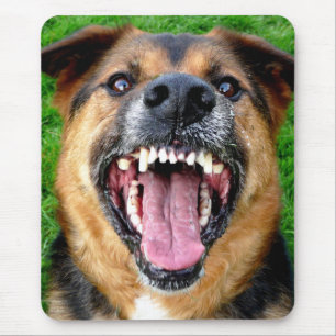 Mean Dog with Big Teeth Mouse Pad