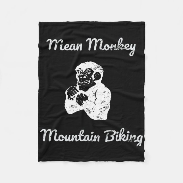 Mean Monkey Mountain Biking  Fleece Blanket (Front)