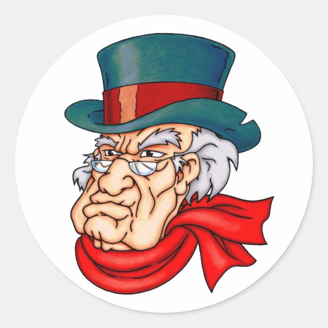 Mean Old Scrooge Classic Round Sticker (Front)