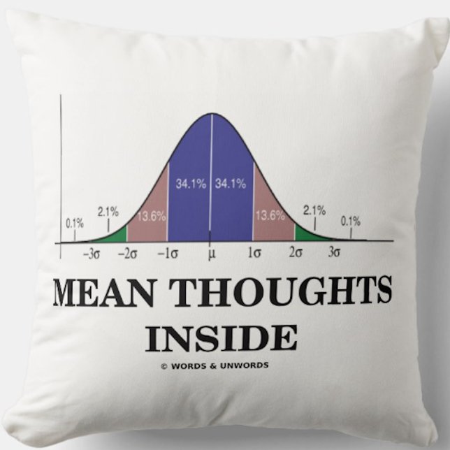 Mean Thoughts Inside (Statistics Humour) Cushion (Bell curve stats humor throw pillow for anyone who enjoys calculating statistical averages)