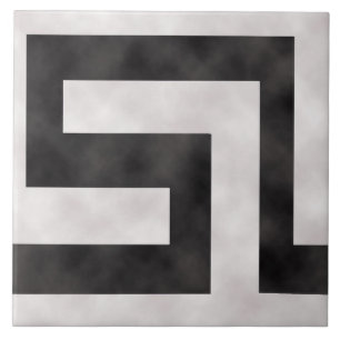 Meander ~ Black and White Ceramic Tile