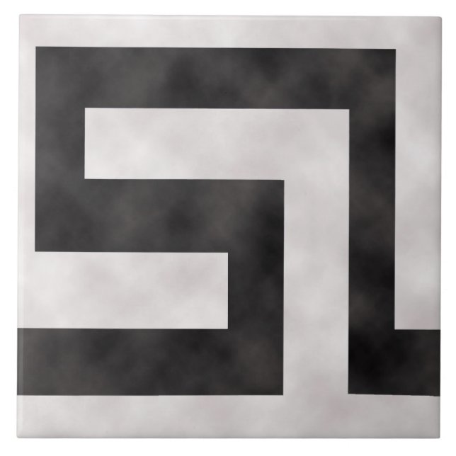 Meander ~ Black and White Ceramic Tile (Front)