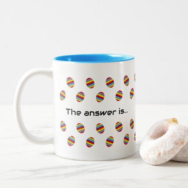 Meaning of life 42 easter eggs Two-Tone coffee mug (With Donut)
