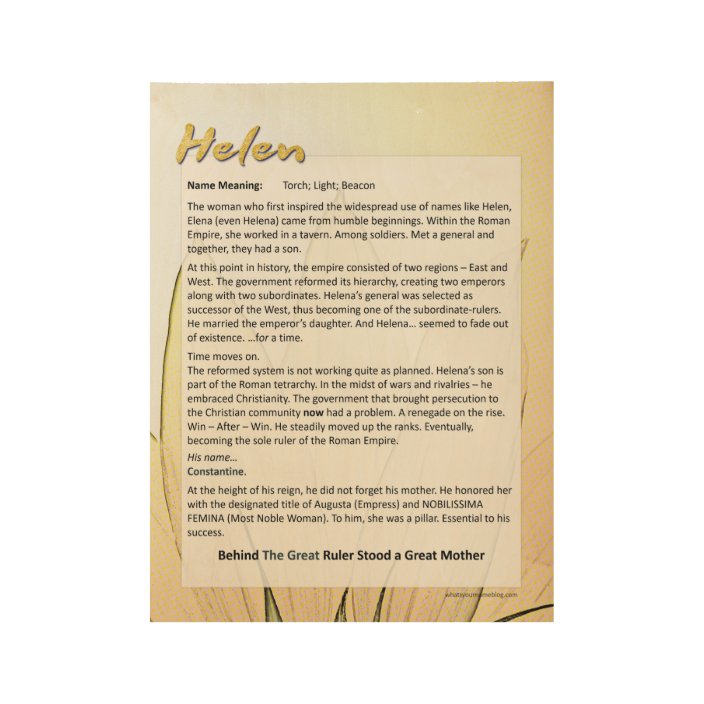 Meaning of the Name Helen Wood Poster