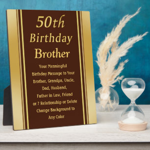 Meaningful, 50th Birthday Present for Brother or ? Plaque