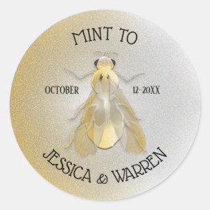 Meant To Be Gold Bee Coin Wedding Favour Classic Round Sticker