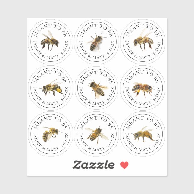 Meant to Be Mini Honey Jar Bee Labels Wedding (Sheet)