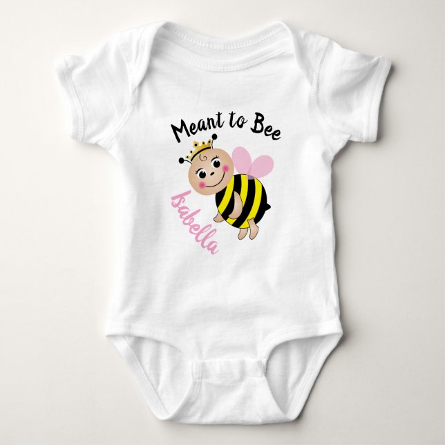 Meant to Bee Baby Girl Bodysuit-Pink Bodysuit (Front)