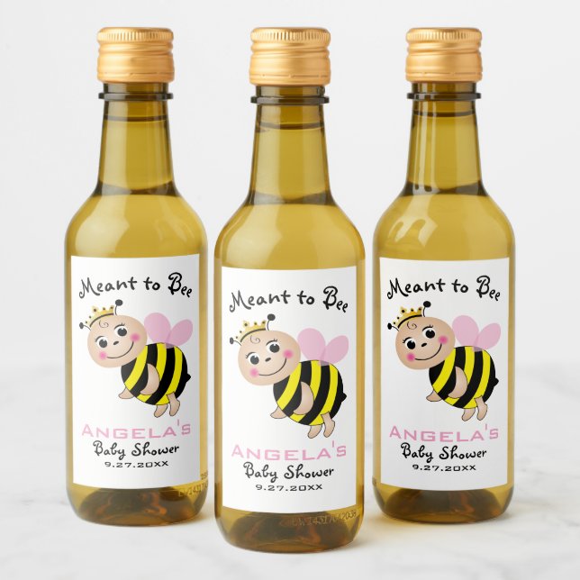Meant to Bee Baby Shower Beverage Label (Bottles)