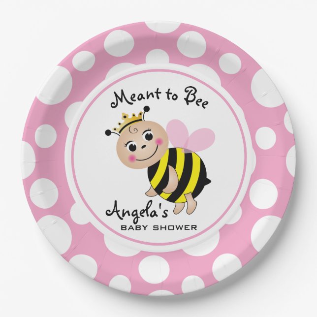 Meant to Bee Baby Shower Paper Plates (Front)