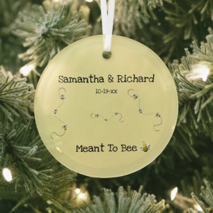 Meant To Bee Bee Cool Customizable Text Glass Tree Decoration
