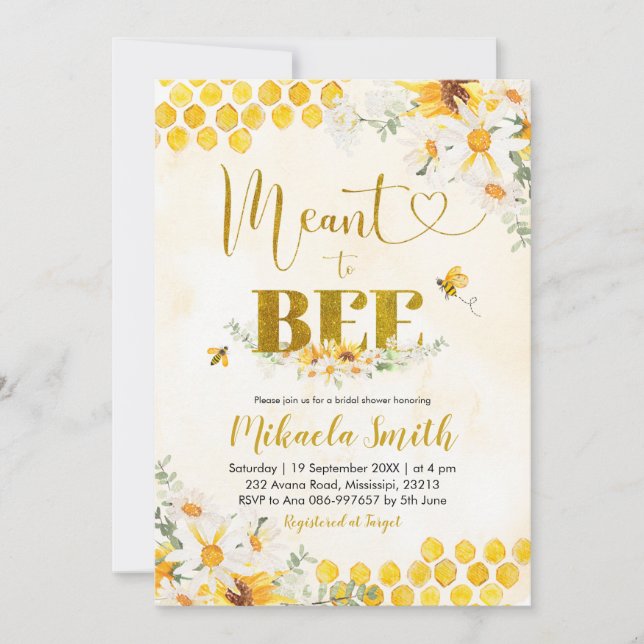 Meant to Bee Bridal Shower Invitation (Front)