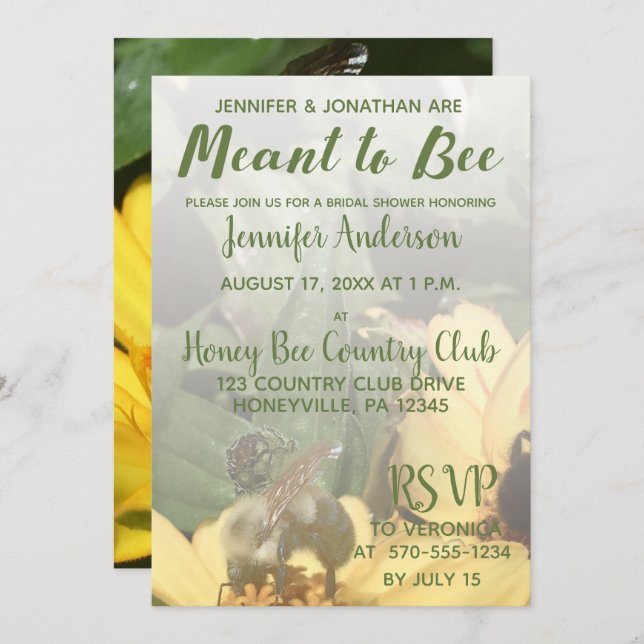 Meant to Bee Bridal Shower Invitation (Front/Back)