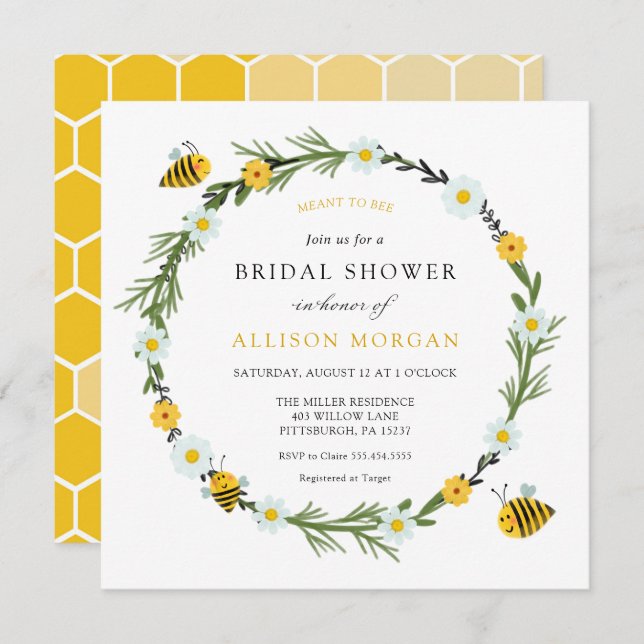 Meant to Bee Bridal  Shower Invitation (Front/Back)
