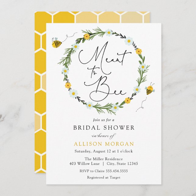 Meant to Bee Bridal Shower Invitation (Front/Back)