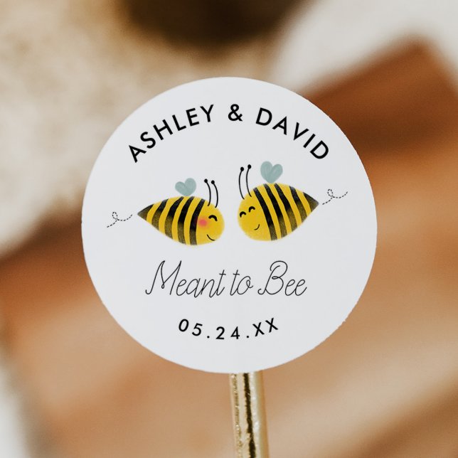 Meant To Bee Bumble Bee Wedding Favours Classic Round Sticker (Creator Uploaded)
