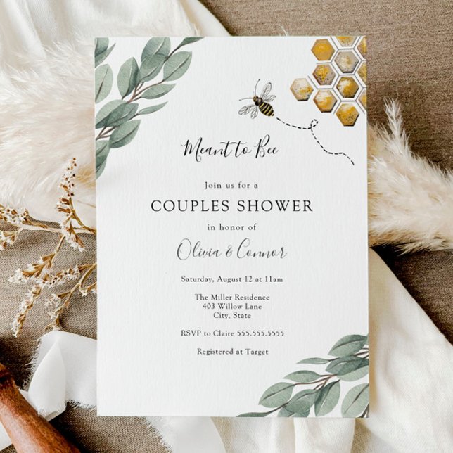 Meant to Bee Eucalyptus Couples Shower Invitation (Creator Uploaded)