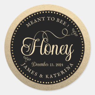 Meant to Bee Gold Black Wedding Honey Bee Label