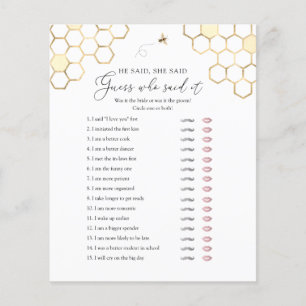 Meant to Bee He Said She Said Bridal Shower Game