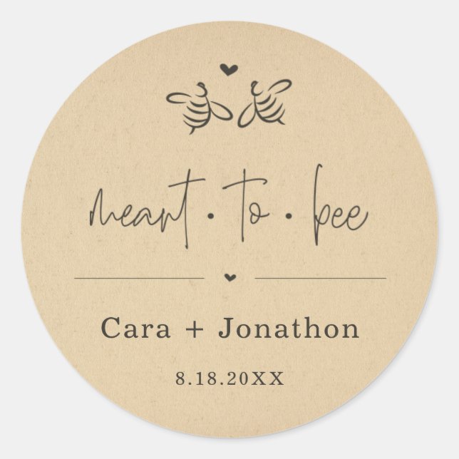 Meant to Bee Honey Jar Favour / Seed Packet Sticke Classic Round Sticker (Front)
