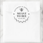 Meant to Bee Honey Wedding Classic Round Sticker<br><div class="desc">Meant to Bee. Add a fun touch of colour and unique style to your wedding or bridal shower favours. A bridal shower favour bag is a great addition to party planning. These unique bags will easily be used as a gift and can serve as a beautiful decoration at your wedding...</div>