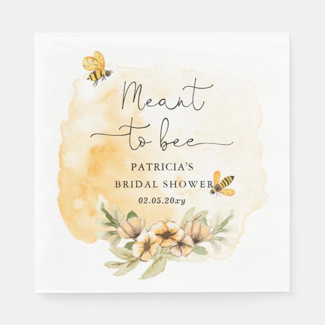 Meant To Bee Honeybee Floral Bridal Shower Napkin (Front)