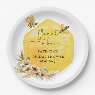 Meant To Bee Honeybee Floral Bridal Shower Paper Plate