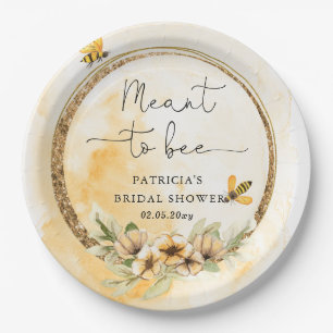 Meant To Bee Honeybee Floral Bridal Shower Paper Plate