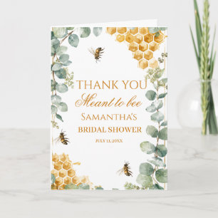 Meant to Bee Honeycomb Eucalyptus Bridal Shower Thank You Card