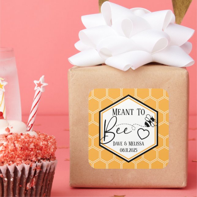 Meant to Bee Honeycomb Personalized Wedding  Square Sticker (Party)