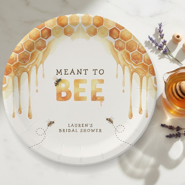 Meant to Bee Honeycomb Watercolor Bridal Shower Paper Plate (Meant to Bee Honeycomb Watercolor Bridal Shower Paper Plates
)