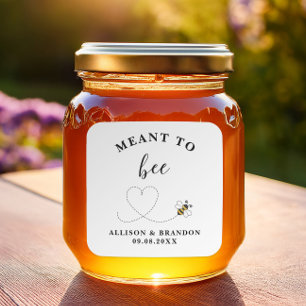 Meant to Bee Jar Label, Wedding Favor Honey  Square Sticker