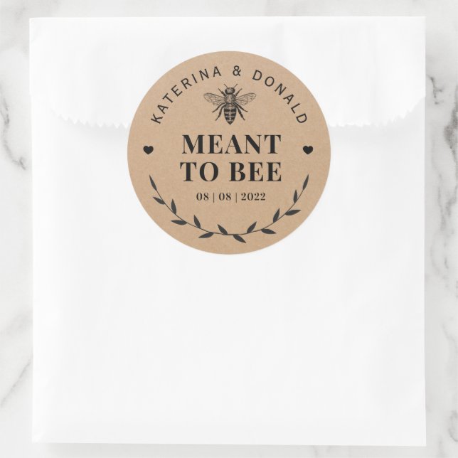 Meant To Bee Kraft Rustic Wedding Favour Seal (Bag)