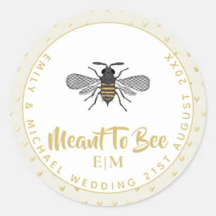 Meant To BEE Monogram Wedding Bridal Shower Thanks Classic Round Sticker
