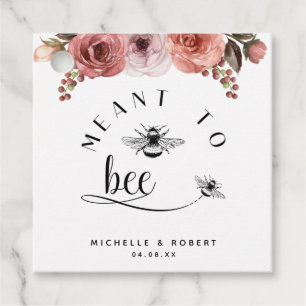 Meant to Bee, Rose Gold Blush Floral Favour Tags