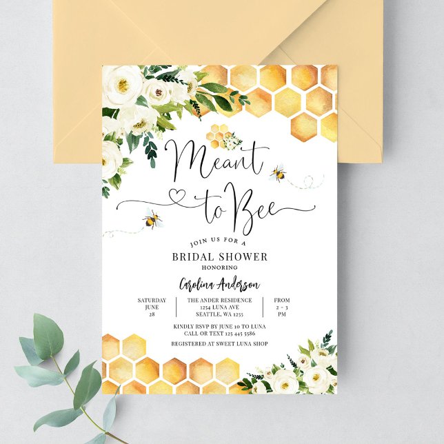 Meant to Bee Rustic Bridal Wedding Couple Shower Invitation (Creator Uploaded)