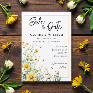 Meant to Bee Rustic Save the Date Invitation