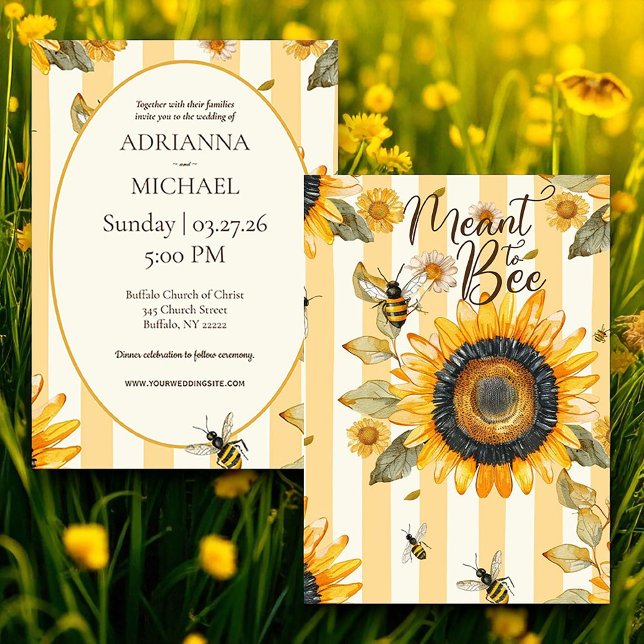 Meant to Bee Rustic Wedding Invitation (Creator Uploaded)
