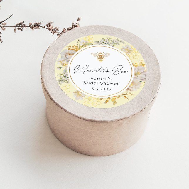 Meant to bee sticker. Bee bridal shower Classic Round Sticker (Creator Uploaded)
