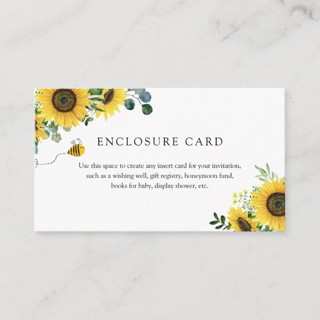 Meant to Bee Sunflower Enclosure Card (Front)
