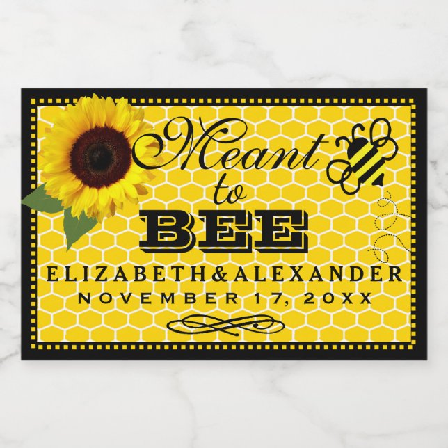 Meant To Bee Sunflower Wedding Guest Favour Label (Single Label)