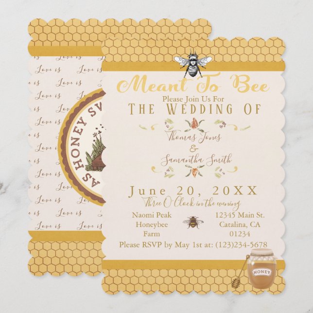 Meant To Bee Wedding Invitations (Front/Back)