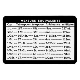 Measure Equivalents White Refrigerator Magnet