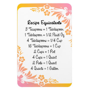 Measurement Equivalents Floral Fridge Magnet