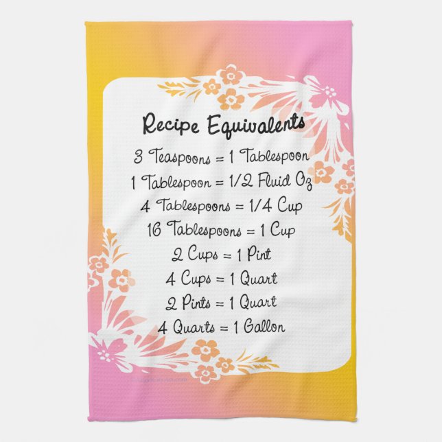 Measurement Equivalents Kitchen Tips Towel (Vertical)