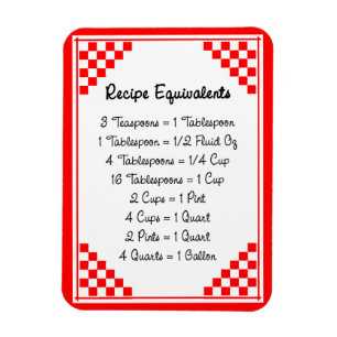 Measurement Equivalents Red Checks Kitchen Helper Magnet