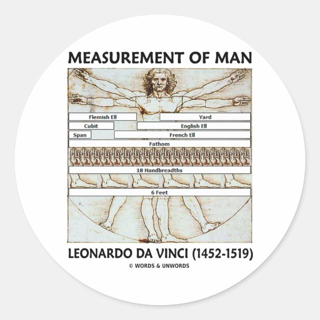 Measurement Of Man Classic Round Sticker (Front)