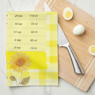 Measurement Sunflower Yellow Gingham Logo  Tea Towel