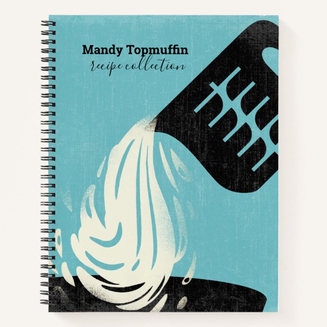 Measuring cup pouring splash personalised recipe notebook (Front)