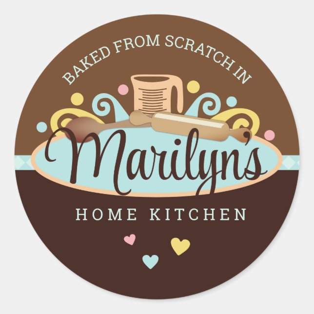 Measuring cup utensils baking bakery pastry chef classic round sticker (Front)